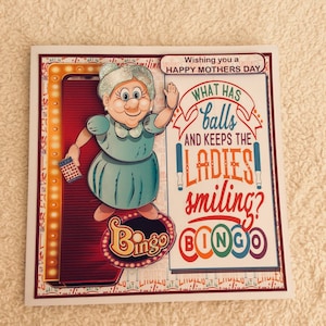 Para la dama que ama el bingo en el Día de la Madre, tarjeta divertida del Día de la Madre, tarjeta de reina del bingo, tarjeta novedosa del Día de la Madre con inserto impreso