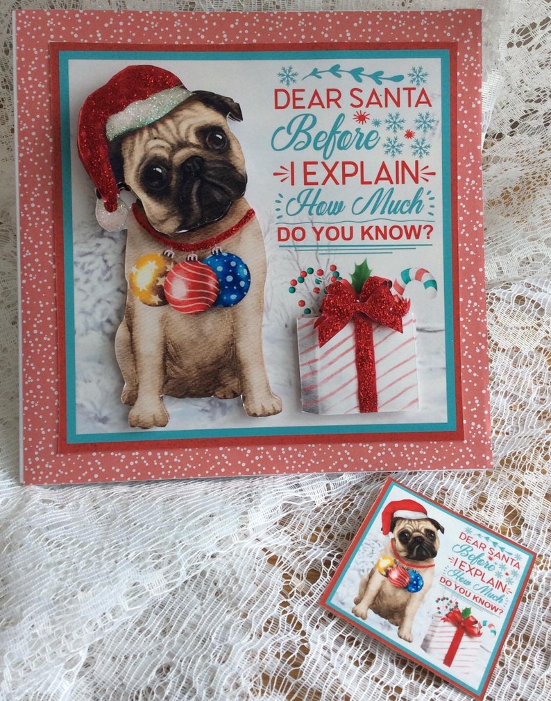 Cheeky Pug Christmas Card: Fun Dog Lover Holiday Card - Etsy