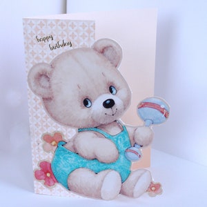 Geformte kleine Mädchen Geburtstagskarte, Geburtstagsgrüße, Kinderkarte, Karte für kleine, niedliche Karte, alles Gute zum Geburtstag, Baby Geburtstag