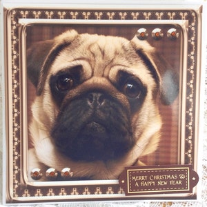 Cartão de pug de Natal, cartão de Natal, cartão divertido, cartão de novidade, alegria de Natal, cartão de animal de estimação da família, Feliz Natal, cartão de amantes de cães