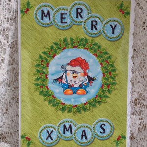 Cartão de Natal divertido, cartão de pinguim de Natal, cartão de feliz Natal, saudações das estações, tamanho 5 x 7 polegadas, cartão em relevo