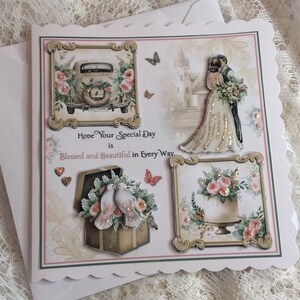 Moderne trouwkaart, gefeliciteerd kaart, op uw trouwdag, bruiloft gefeliciteerd, gedrukte insteek, maat 7 x 7 inch