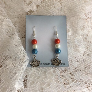 Coronation Earrings, kings crowning Earrings, Crown Earrings, Earrings for coronation, King Charles III, Fashion Earrings, Union Earrings
