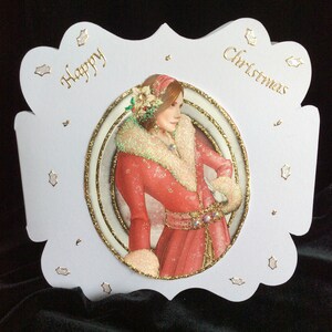 Exquisita tarjeta de Navidad Art Dec hecha a mano, tarjeta festiva, tarjeta elegante, tarjeta de felicitación de Navidad, felices fiestas, tarjeta de Navidad