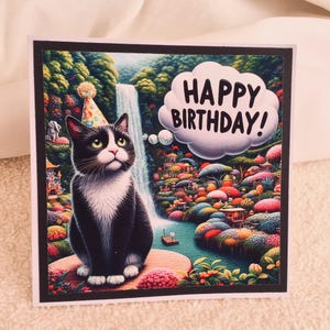 Joyeux anniversaire fait main, jolie carte de chat, taille 6 x 6 pouces, pour la fille qui fête son anniversaire, spécialement pour vous, joyeux anniversaire, carte pour les amoureux des chats,