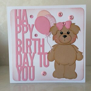 eine besondere Teddykarte für den Geburtstag der Kleinen, Geburtstagskarte, Karte für kleine Mädchen, Karte für Kind, Spaßkarte, Happy Birthday, niedliche Karte,