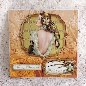Karta Art Deco Lady, Stylowa kartka świąteczna, kartka dla niej, , Karta świąteczna, Kartka i koperta, Karta świąteczna