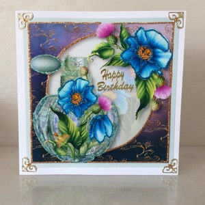 Tarjeta de cumpleaños para amantes del perfume, tarjeta única, felicitación de cumpleaños, tarjeta para ella, tarjeta para hija, tarjeta para madre, tarjeta de lujo,