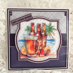 Cartão de aniversário do marido, cartão para ele, cartão de aniversário divertido, cartão para bebedores de cerveja, cartão de humor, cartão para neto, tamanho 6 x 6 polegadas