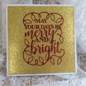 Tarjeta de Navidad con purpurina, tarjeta para Navidad, tarjeta elegante, tarjeta de Navidad tradicional, tarjeta de verso, felices fiestas, tarjeta festiva, tarjeta familiar