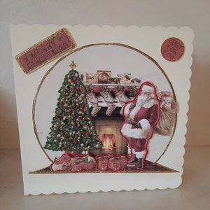 Cartolina di Natale di Babbo Natale, . Biglietto per Natale, Buon Natale, Buon Natale, Biglietto festivo, Biglietto fatto a mano, Biglietto di auguri felice, grande 8 x 8 pollici,