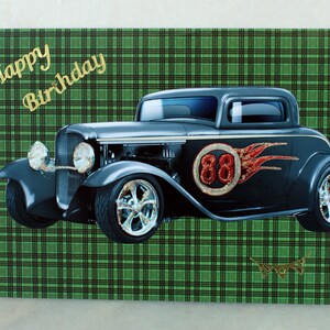 carte pour papa qui aime les voitures classiques, Joyeux anniversaire papa, Carte de luxe, Carte faite à la main, Carte Mans, Carte de voiture, Salutations d’anniversaire, Taille A5