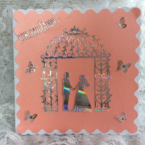 Tarjeta de boda de lujo, tarjeta de felicitación, tarjeta de novia y novio, feliz día de la boda, en su día especial, saludo de boda,
