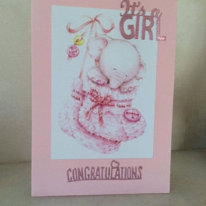 Nueva tarjeta de niña bebé, nuevo nacimiento, felicitaciones, es una niña, hola pequeña, nueva tarjeta de bebé, tarjeta recién nacida, tarjeta para niña