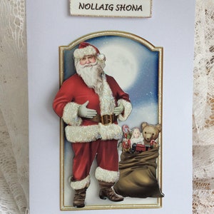 Cartão de Natal gaélico irlandês, Feliz Natal, Nollaig Shona, Cartão divertido, Cartão festivo, Saudações de Natal, Cartão de férias, Cartão de Papai Noel