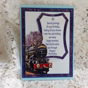 Carte Train Enthusiast, Carte Joyeux anniversaire, Carte Train à vapeur, carte pour anniversaire, carte pour lui, Petite carte, taille 5 x 7 pouces