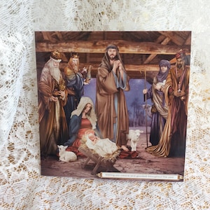 Squisita carta della Natività fatta a mano, Biglietto di Natale religioso, Biglietto della Santa Mangiatoia, Biglietto per Natale, Buon Natale, Buone vacanze, Carte della pace