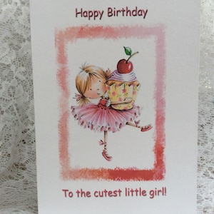 Bedruckte Geburtstagskarte, hübsche Karte, süße Karte, Karte für kleine Mädchen, alles Gute zum Geburtstag, Geburtstagsgrüße, Karte für Mädchen, süße Karte, Spaßkarte
