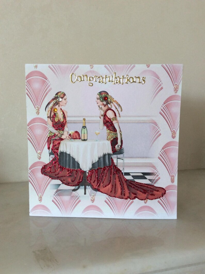 Art Deco Ladies Congratulations Card: Special Occasion Celebration - Etsy