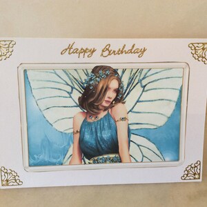 Tarjeta de hada brillante, tarjeta juvenil, tarjeta de hada azul, tarjeta mística, feliz cumpleaños, cumpleaños para niña, tarjeta de cumpleaños para niñas, tarjeta para ella