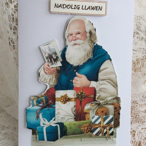 Cartão de Natal galês, Feliz Natal, Naddig llawen, Cartão divertido, Cartão festivo, Cartão de férias, Cartão para enviar ao País de Gales, Cartão de Papai Noel