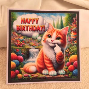 Joyeux anniversaire fait main, jolie carte de chat, taille 6 x 6 pouces, pour la fille qui fête son anniversaire, spécialement pour vous, joyeux anniversaire, carte pour les amoureux des chats,