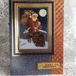 Tarjeta de Navidad decorada a mano, tarjeta de Papá Noel, tarjeta divertida, feliz Navidad, tarjeta festiva, tarjeta de Papá Noel, tarjeta tradicional, diversión navideña