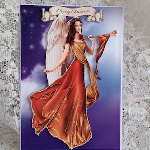 Biglietto angelo di Natale, biglietto di Natale angelico, biglietto di benedizione, benedizioni natalizie, biglietto religioso, formato A5, biglietto decoupage