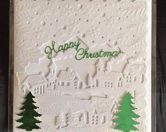 Une carte de Noël faite à la main sur mesure, une carte de scène de Noël, une carte de joyeux Noël, une carte en relief de 6 x 6 pouces