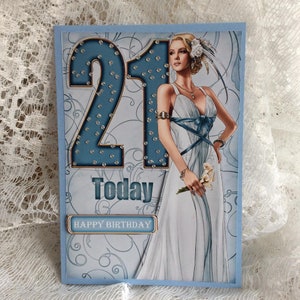 Biglietto per il 21° compleanno di Milestone, Biglietto per 21 celebrazioni, Biglietto di lusso, 21° compleanno per lei, Biglietto decoupage Art Deco