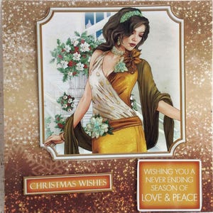 Karta Art Deco Lady, Stylowa kartka świąteczna, kartka dla niej, Kartka świąteczna, Kartka i koperta, Kartka świąteczna