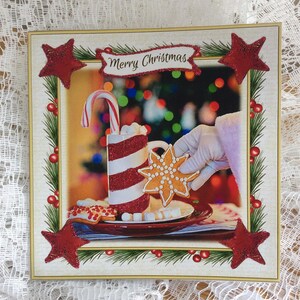 Piccola cartolina di Natale, cartolina di Natale luminosa, cartolina festiva, buon Natale, dimensioni 5 x 5 pollici, divertimento natalizio, cartolina divertente