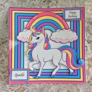 Carta unicorno di lusso, carta per bambini, carta di buon compleanno, carta unicorno mistico, carta di compleanno per bambini, carta grande, carta di compleanno speciale