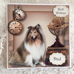 Geburtstagskarte für Dad, der Hund liebt, Geburtstagskarte für Dad, Collie Dog Card, Karte für Dad, Birthday Greetings, Bester Freund des Menschen, große Karte