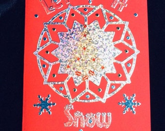 A beautiful Christmas Card handmade, stylish card, Traditional Christmas Card, Christmas Star, Small card Xmas Card, Festive Card,