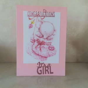 Nueva tarjeta de niña bebé, nuevo nacimiento, felicitaciones, es una niña, hola pequeña, nueva tarjeta de bebé, tarjeta recién nacida, tarjeta para niña