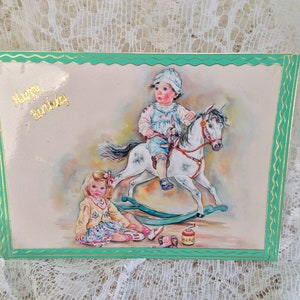 Spezielle Kinderkarte, Kindergeburtstagskarte, Vintage Geburtstagskarte, Dekorierte Karte, Karte für kleinen Jungen, Happy Birthday, Karte mit Spitze,