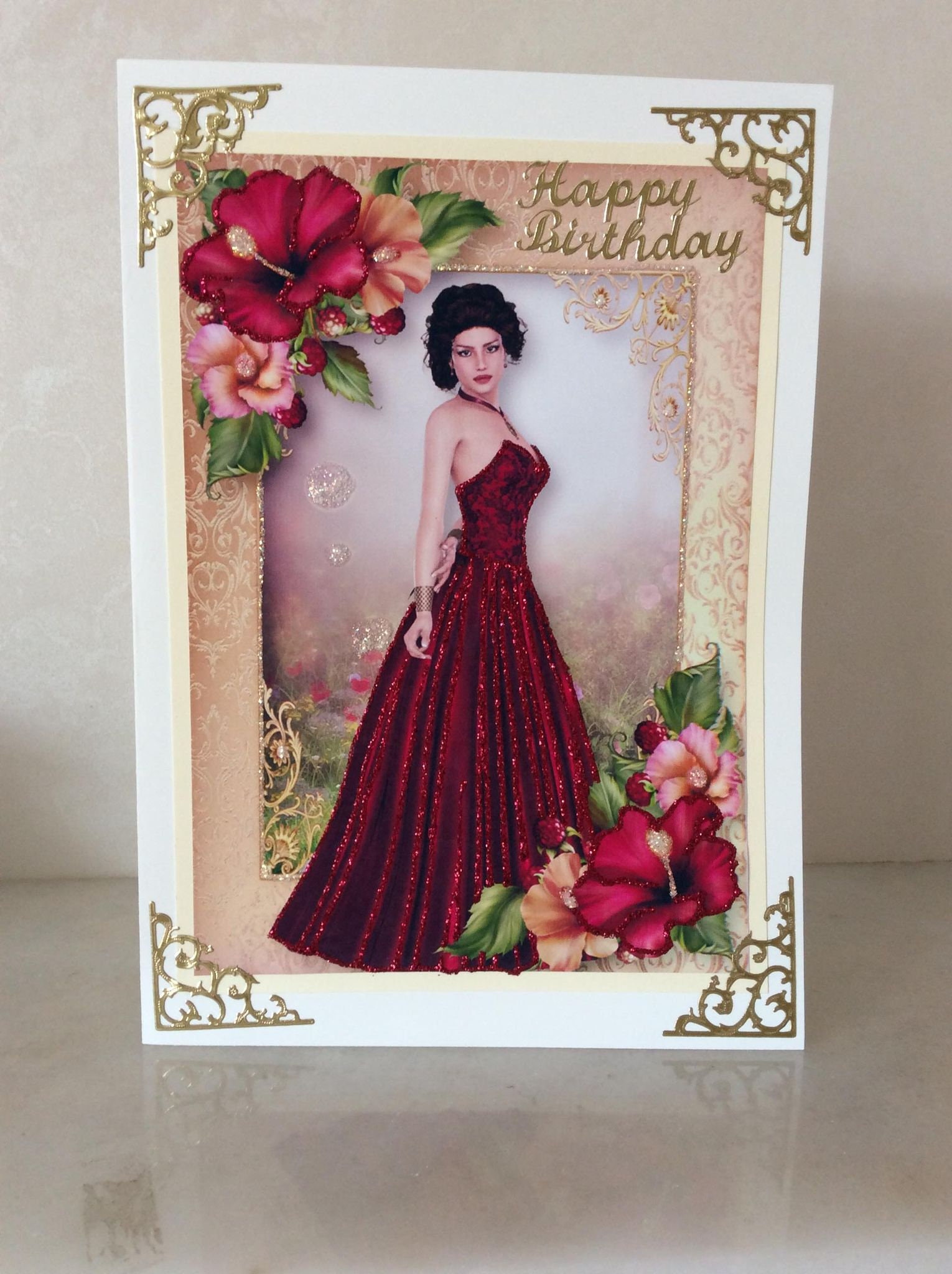 Luxury Birthday card Ladies Design Greeting card for her | Etsy
