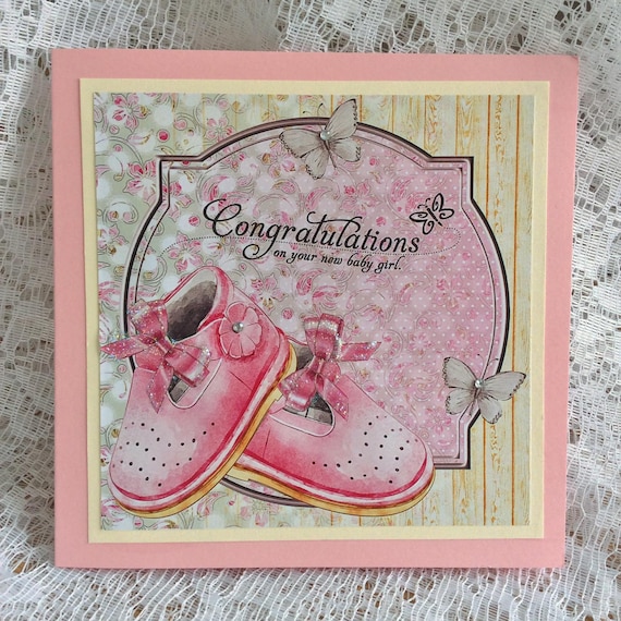 A Beautiful New Baby Girl Foil Finish Cute Design Congratulations Card– Shop Inc - View #2