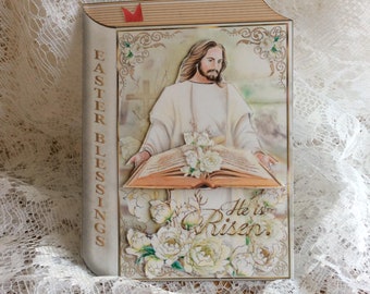 Special Easter card made in the shape of a book, shaped card for Easter, Unique Easter card, special Religious Card, Jesus card, Size 7 x 5