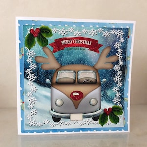 Carte de Noël amusante, Carte de Noël, Noël en camping-car, Joyeuses fêtes, Carte festive, Petite carte, Carte faite à la main