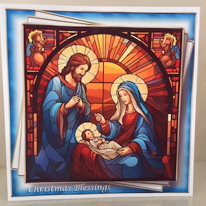 ręcznie robiona kartka na szopkę, kartka świąteczna, kartka religijna, ręcznie robiona kartka, kartka z kopertami, wysokiej jakości kartka, duży rozmiar 8 x 8 cali