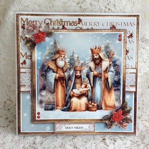 Carte de Noël religieuse, Carte de Noël en prière, carte de Noël, Carte sainte, Carte de fête, Carte de Noël spéciale, Taille 20 x 20 cm