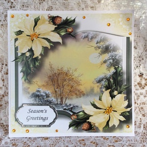 Handgemachte verschneite Weihnachtskarte, Luxus-Weihnachtskarte, große Karte, spezielle Karte, Frohe Weihnachten, Happy Xmas, happy Holiday card