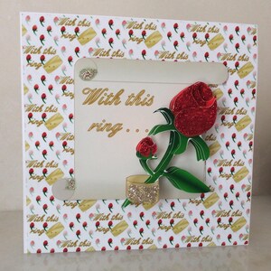 Hochzeitskarte, Braut und Bräutigam Karte, mit diesem Ring, Hochzeitskarte, romantische Karte, Karte für Hochzeit, Rote Rose Karte,