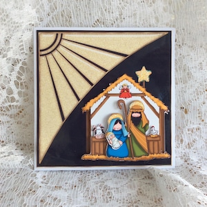 Tarjeta de Natividad, Tarjeta de Navidad Religiosa, Tarjeta de Natividad, Bendiciones de Navidad, Pensamientos de Navidad, tarjeta de felices fiestas, tamaño 6 x 6 pulgadas