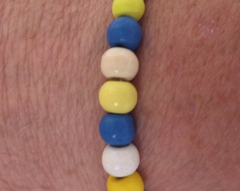 Football Colours Bracelet, Wooden Bead Bracelet, Teenage Bracelet, Boys Bracelet, Leeds Utd Colours, fashion Bracelet, Sport Bracelet