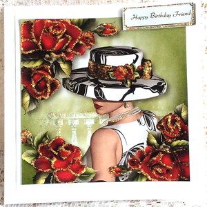 Carte d'anniversaire d'ami, joyeux anniversaire, pour votre ami le jour de votre anniversaire, carte de dame élégante pour ami, taille 6 x 6 pouces