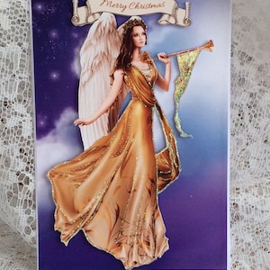 Biglietto angelo di Natale, biglietto di Natale angelico, biglietto di benedizione, benedizioni natalizie, biglietto religioso, formato A5, biglietto decoupage