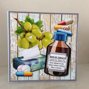 Neuheit Get Well Karte für Männer, Mans Card, Man Flu Card, Hope your filled bald, Fun Card, Größe 6 x 6 Zoll